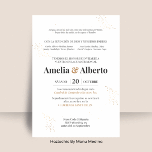 Invitación en PDF para Imprimir – Boda | Diseño Clásico con Detalles Dorados